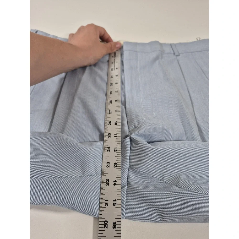 VTG Smythe Dress Pants Mens 44x37 Blue Pinstripe Pleated Straight USA Summer